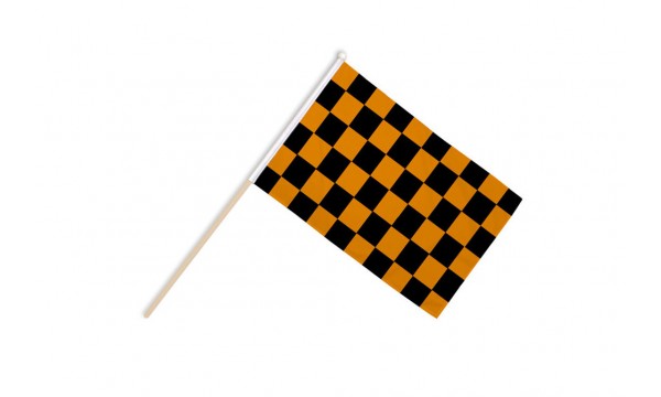 Black and Orange Check Hand Flags